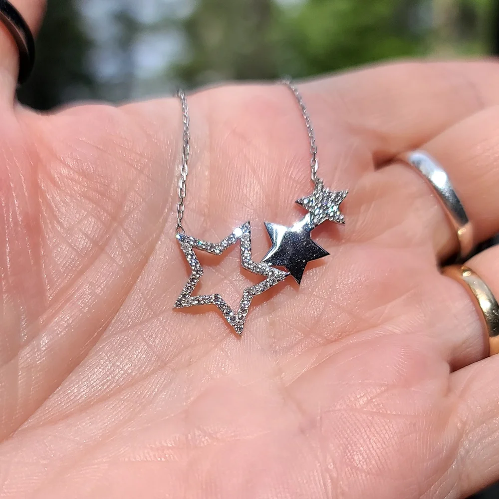 Topaz & Sterling star 🌟 trio necklace - Picture 2 of 5